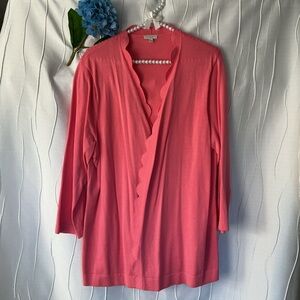 Talbots Pink Scalloped Cardigan